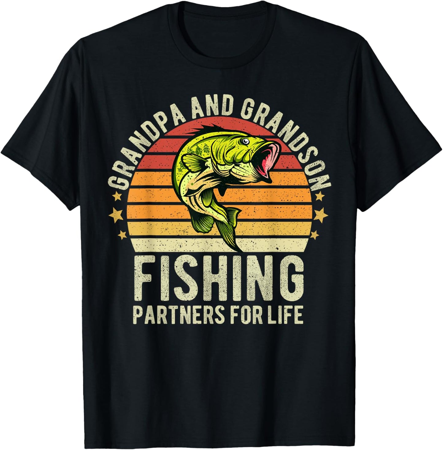 Funny Fisherman Grandpa and Grandson Fishing Partners T-Shirt - T-Shirt | Black