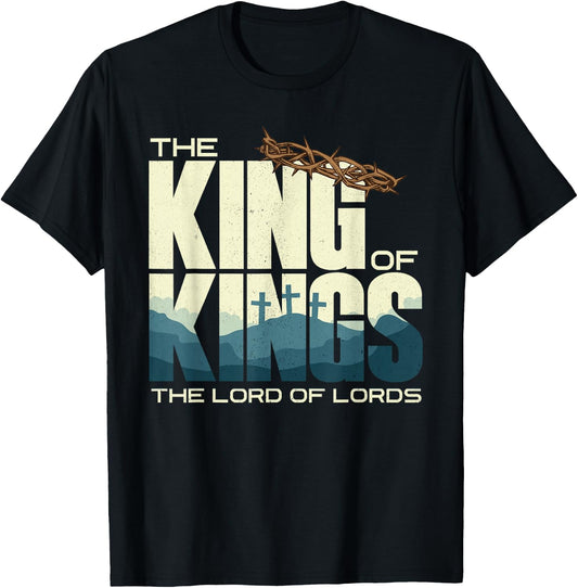 Jesus is the King of Kings Crucifixion Cross Crown Gospel T-Shirt - T-Shirt | Black