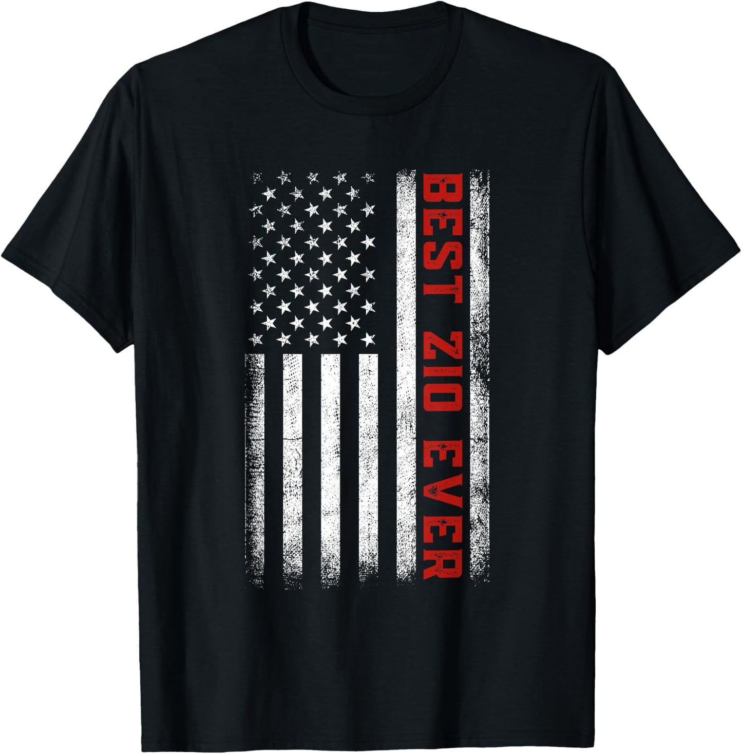 Best Zio Ever American Flag Patriotic Zio Father's Day T-Shirt - T-Shirt | Black