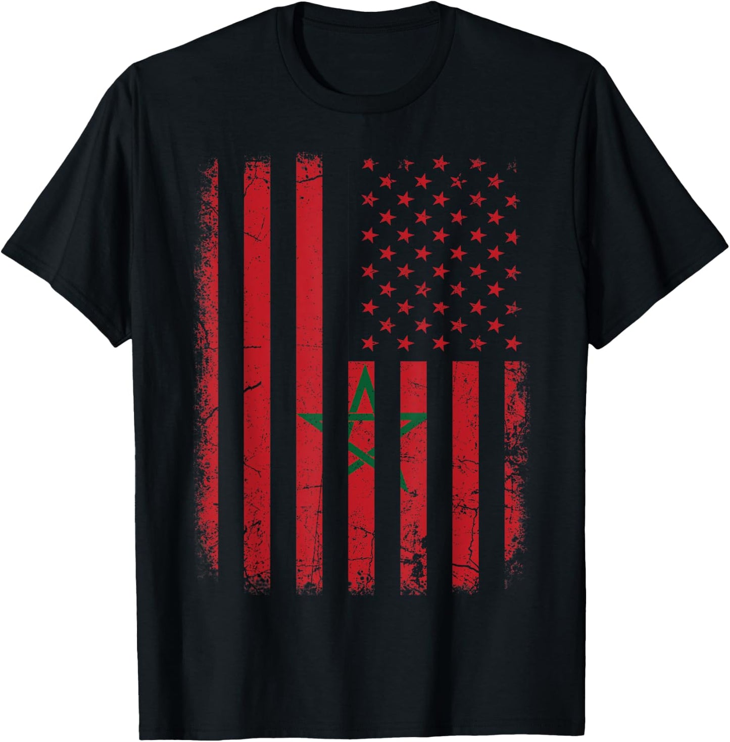 Moroccan American Flag Moroccan Roots Morocco America Kids Men T-Shirt - T-Shirt | Black
