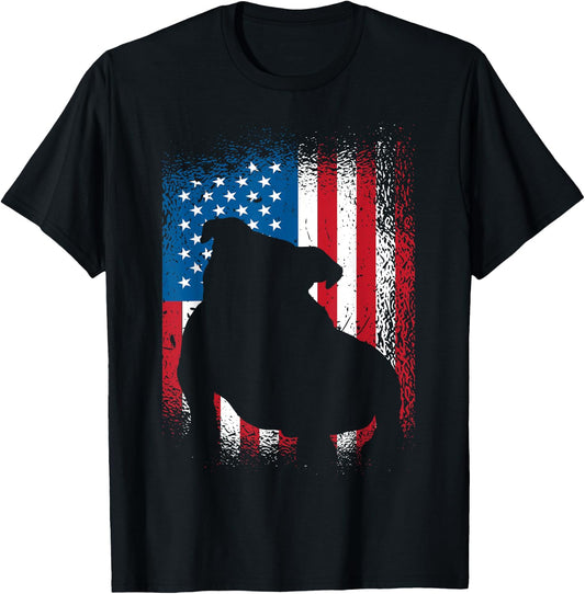 American flag bulldog design bulldog lover T-Shirt - T-Shirt | Black