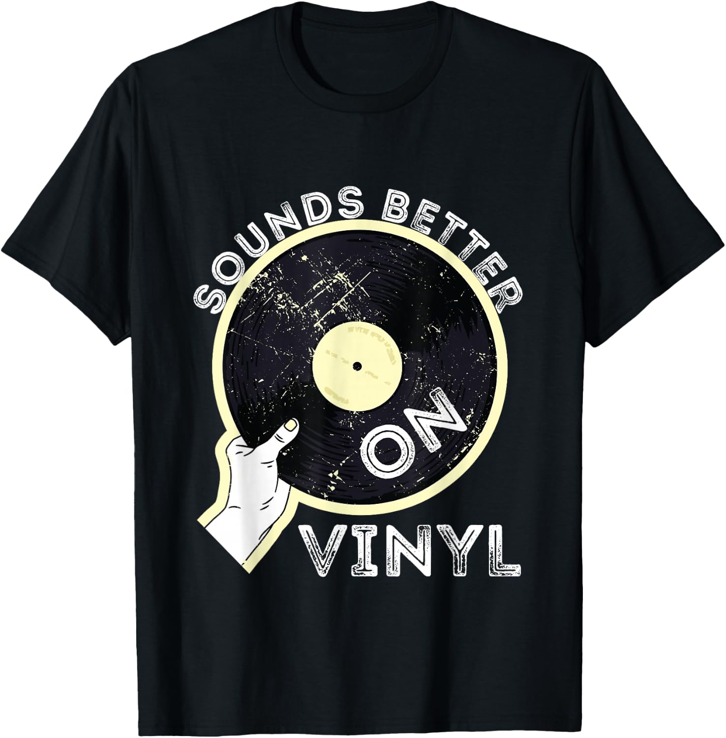 Sounds Better On Vinyl Record Player Old School DJ Turntable T-Shirt - T-Shirt | Black
