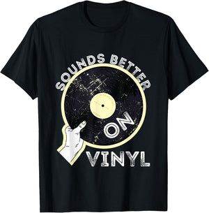 Sounds Better On Vinyl Record Player Old School DJ Turntable T-Shirt - T-Shirt | Black