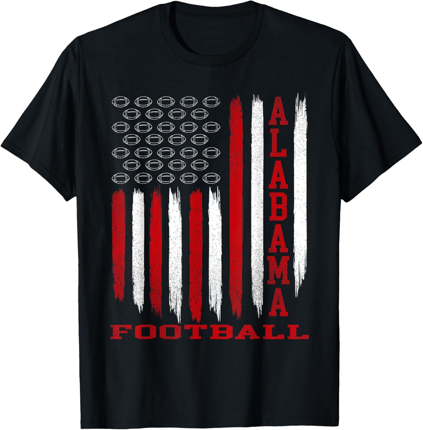 Patriotic USA Flag Alabama Football Season Party T-Shirt - T-Shirt | Black