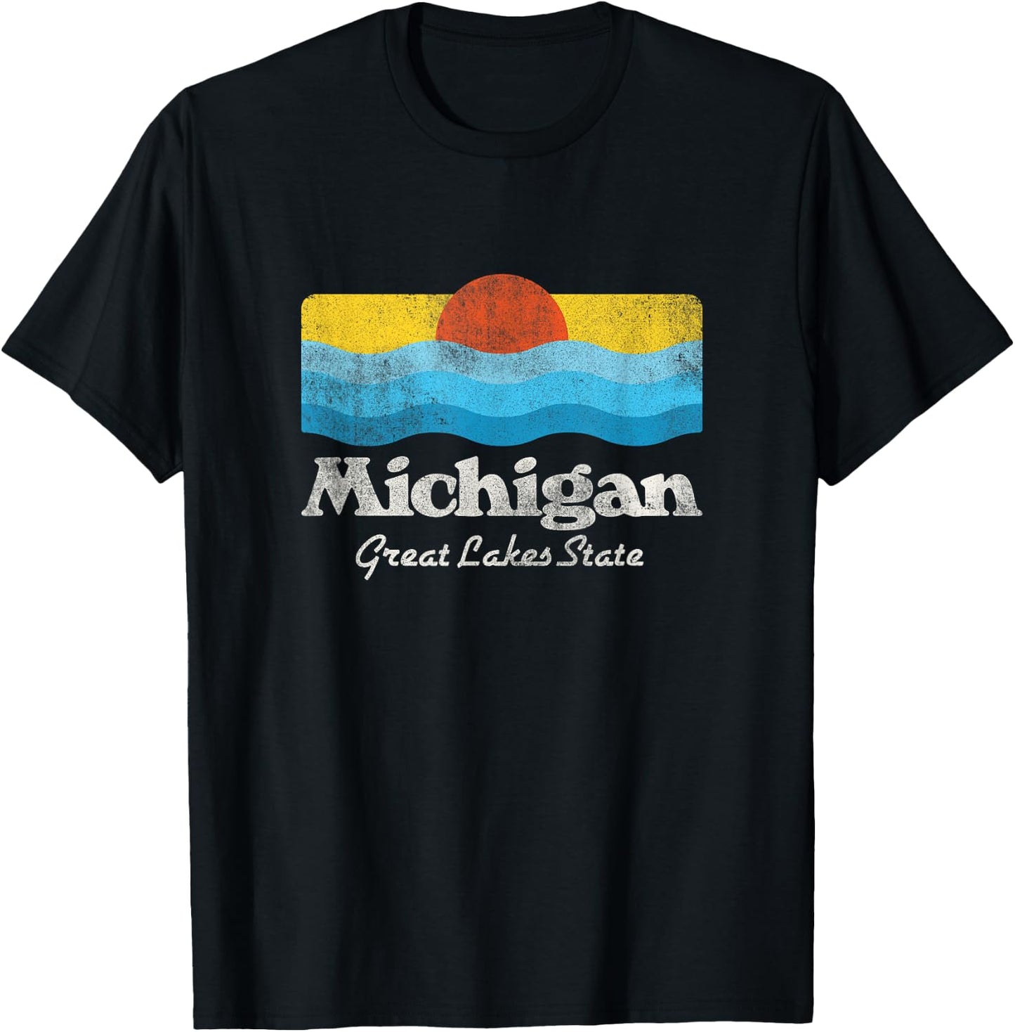 Retro Michigan Great Lakes State T-Shirt - T-Shirt | Black