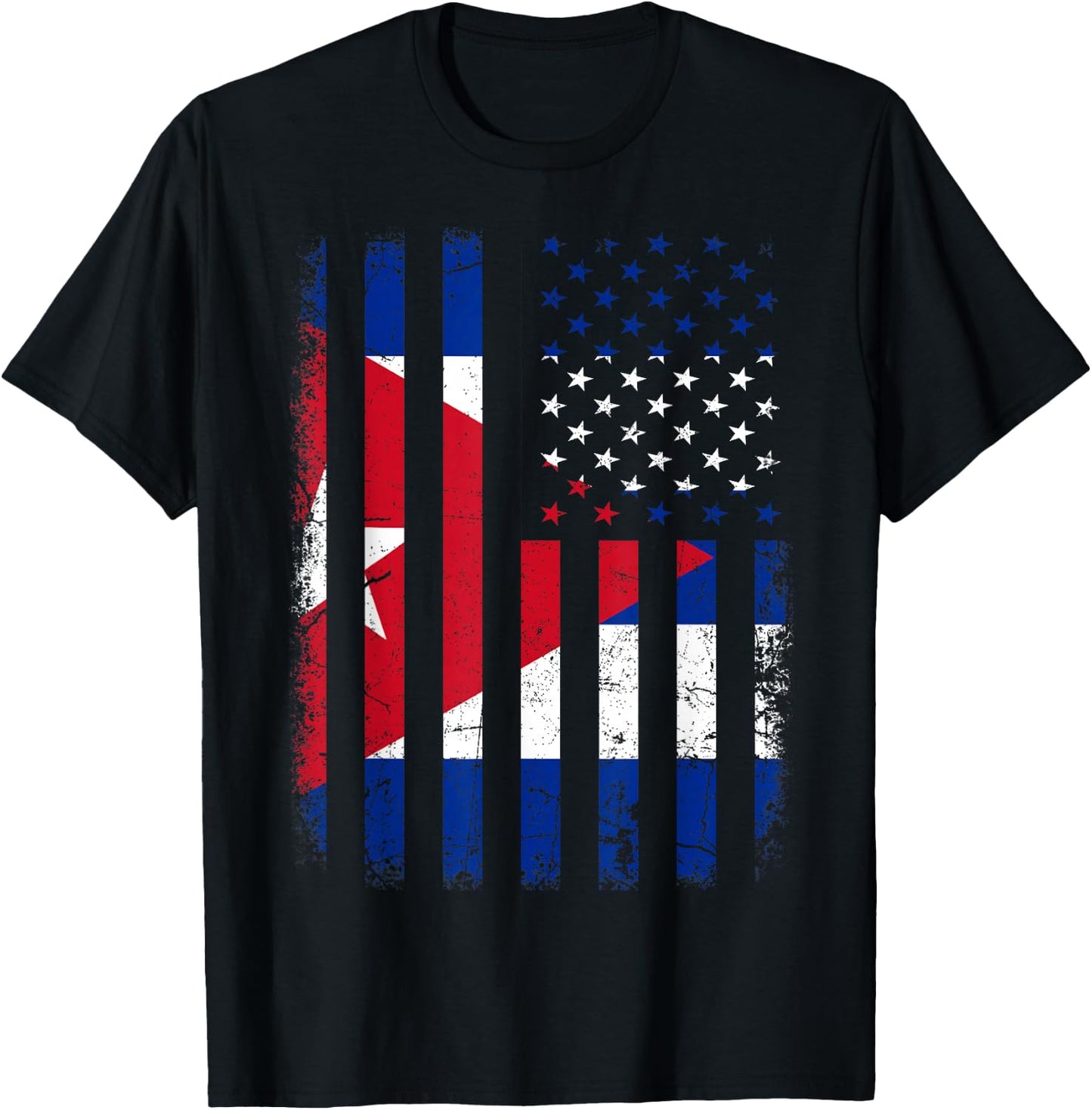 Cuban American Flag Cuban Roots Cuba America T-Shirt - T-Shirt | Black