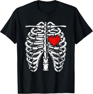 Rib Cage - Heart - Skeleton - Anatomy - X-Ray - Halloween T-Shirt - T-Shirt | Black