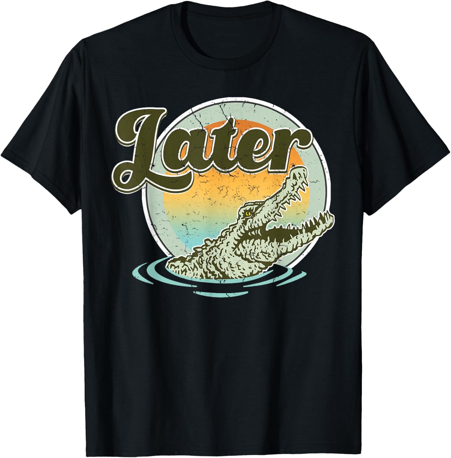 Vintage Retro Later Gator Cool 80's 90's Style Lover Gift T-Shirt - T-Shirt | Black