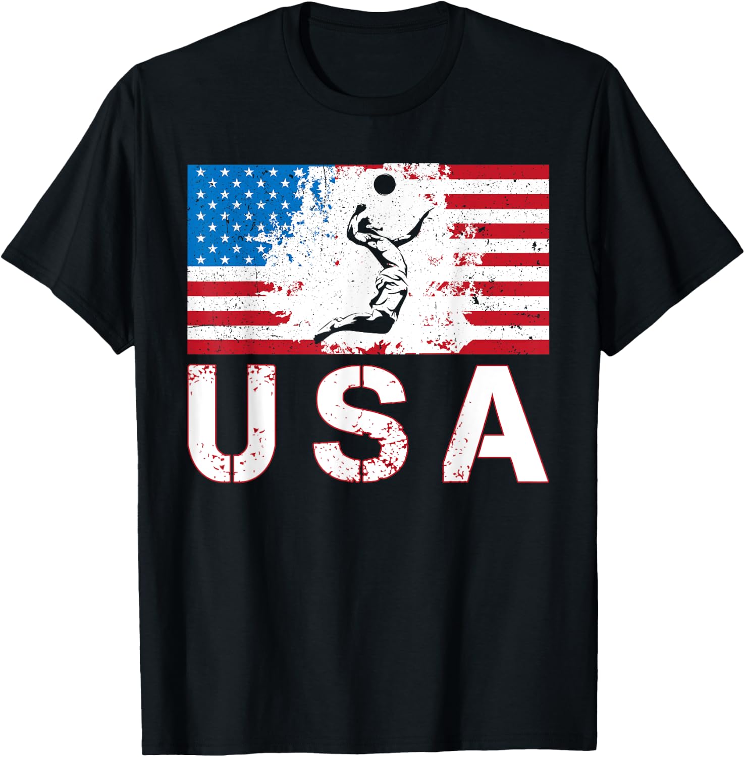 Volleyball USA team American flag US Volleyball men women T-Shirt - T-Shirt | Black