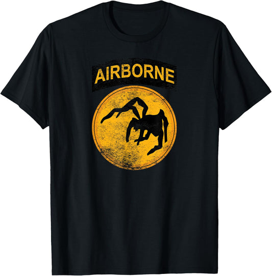 WW2 135th Airborne Division Parachute Patch Spider Military T-Shirt - T-Shirt | Black