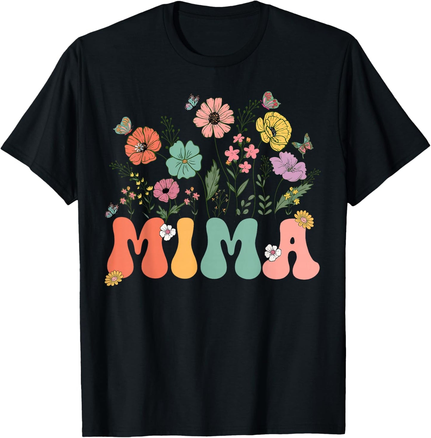 Mima Mothers Day For Grandma Wildflower Floral Women T-Shirt - T-Shirt | Black