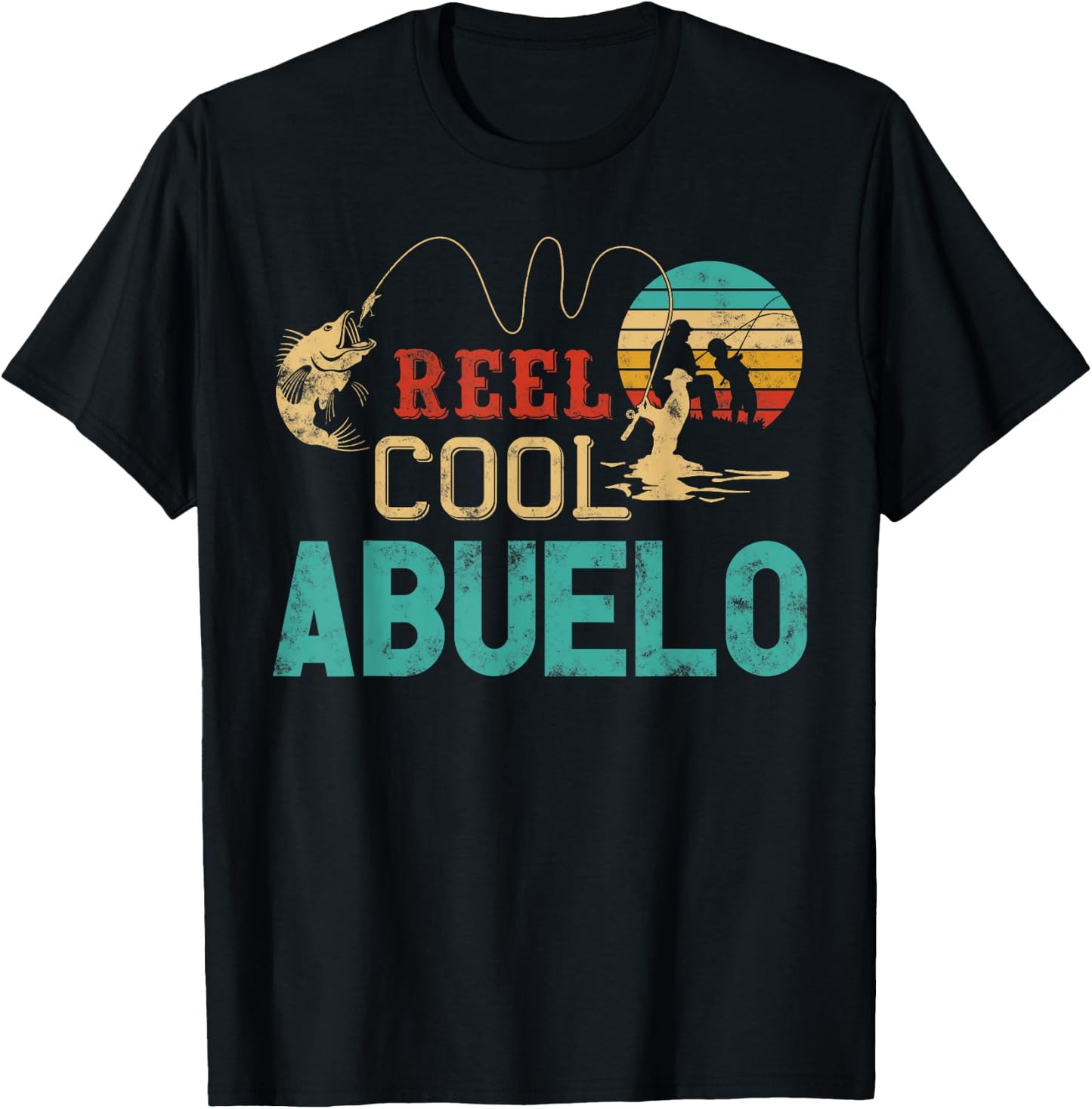 Reel Cool Abuelo vintage funny fishing rod gifts for Abuelo T-Shirt - T-Shirt | Black
