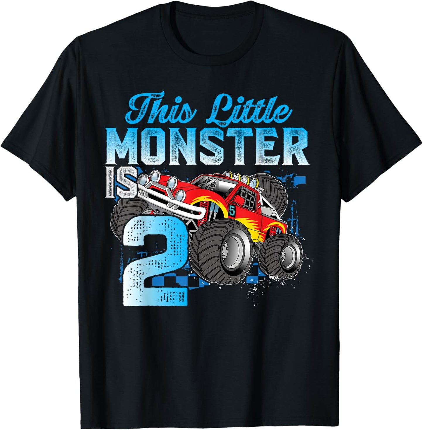 Birthday 2 Years Old Kid Monster Truck 2nd B-day Funny T-Shirt - T-Shirt | Black
