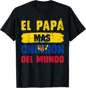 El Papá Mas Chingón Del Mundo Ecuador Flag Ecuadorian Dad T-Shirt - T-Shirt | Black