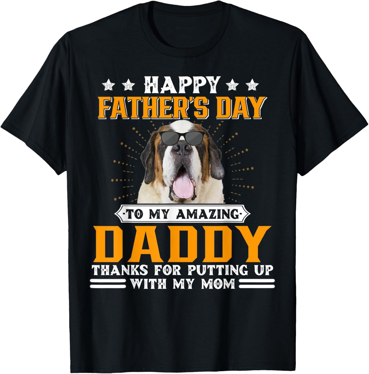 Happy Father's Day St Bernard Dog Dad Gifts T-Shirt - T-Shirt | Black