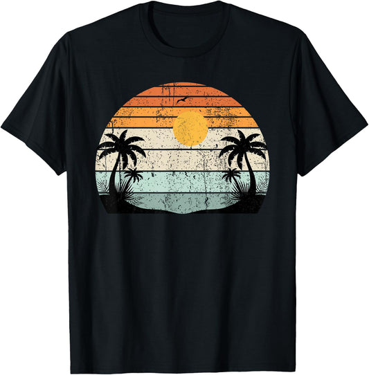 Sunshine Summer Vibes Palm Trees Beach Retro Tropical Summer T-Shirt - T-Shirt | Black