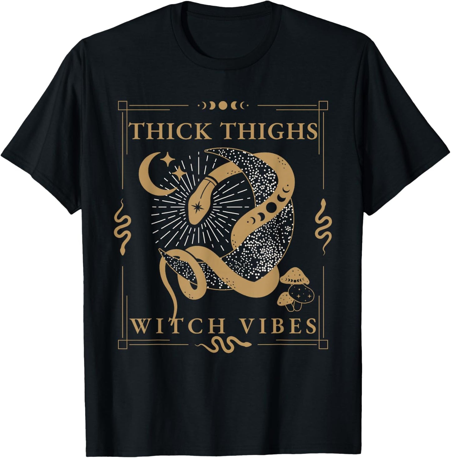 Snakes & Tarot Tattoo Aesthetic Thick Thighs Witch Vibes T-Shirt - T-Shirt | Black