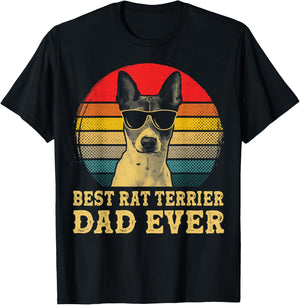 Best Rat Terrier Dad Ever Dog Lovers Retro Vintage T-Shirt - T-Shirt | Black