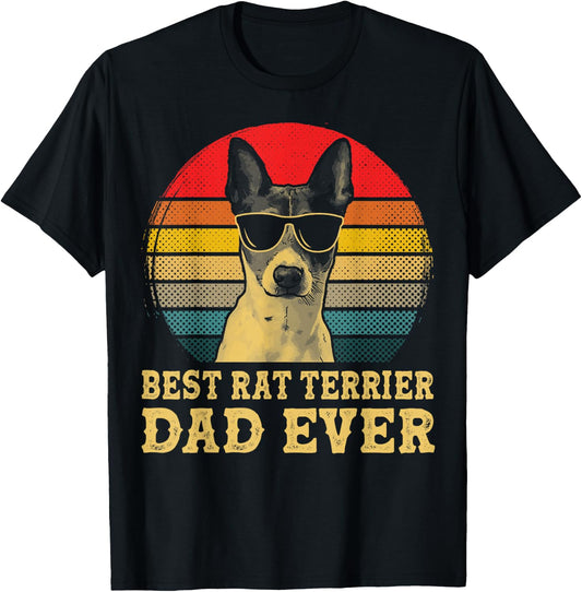 Best Rat Terrier Dad Ever Dog Lovers Retro Vintage T-Shirt - T-Shirt | Black