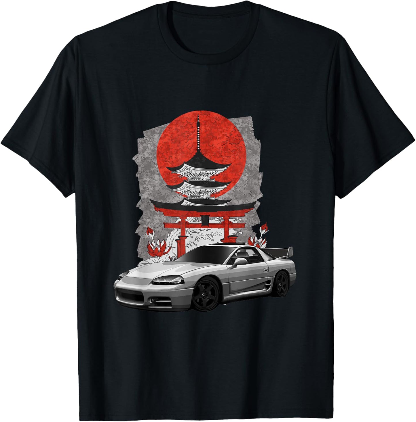 JDM 3000GT Auto Tuning Japan Shinto Shrine Drift T-Shirt - T-Shirt | Black