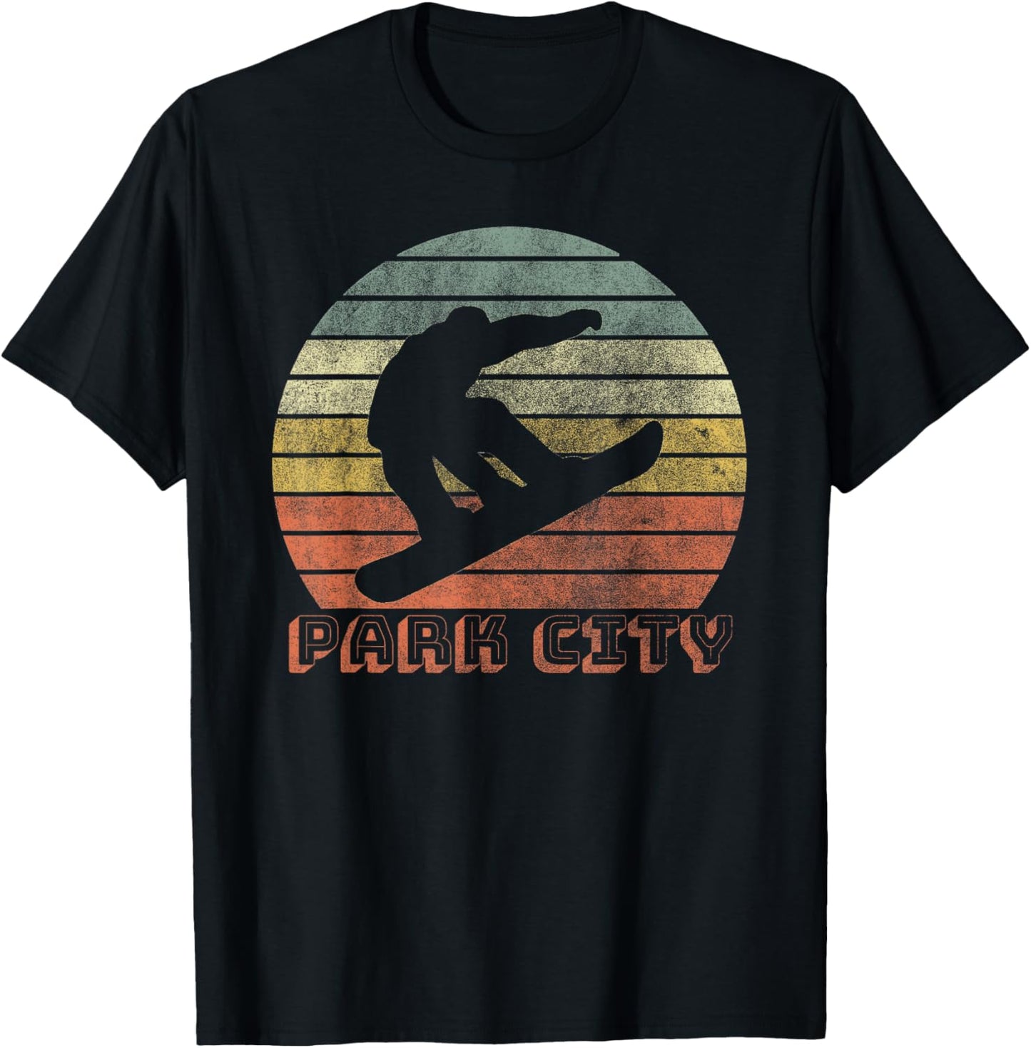 Park City Utah Snowboarding Retro Sunset Vintage T-Shirt - T-Shirt | Black