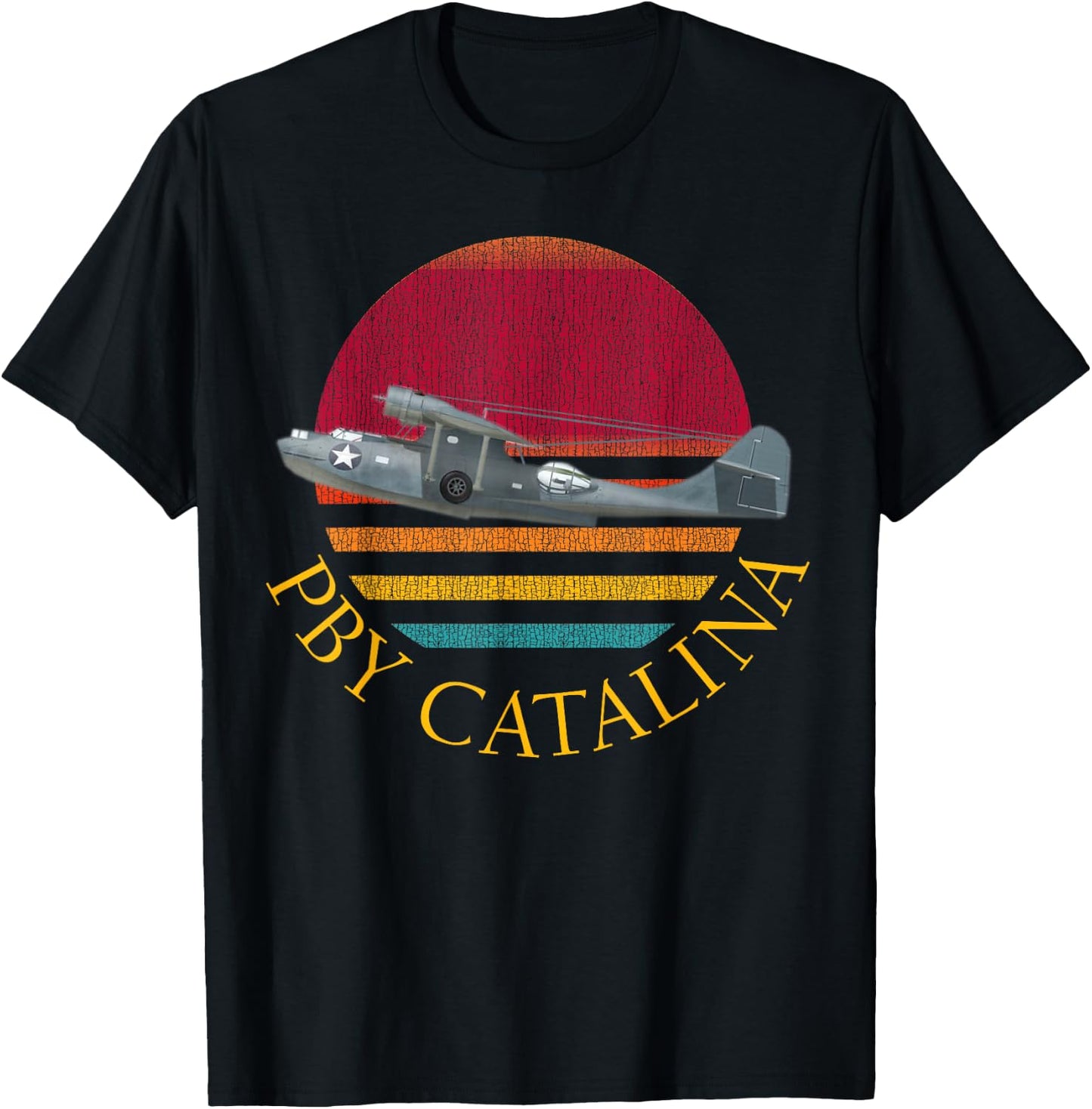 American WW2 Planes PBY Catalina Flying Boat Seaplane T-Shirt - T-Shirt | Black