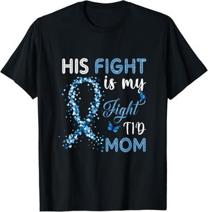 His Fight is My Fight T1D Mom Diabetes Awareness T-Shirt - T-Shirt | Black