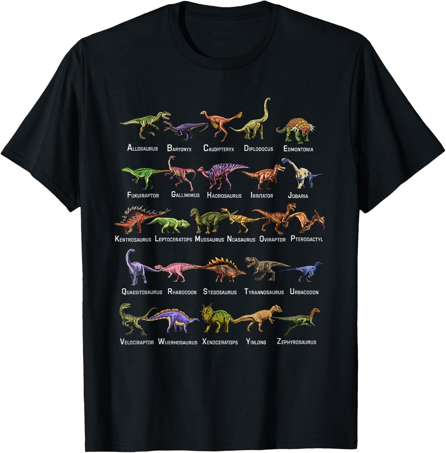 Dinosaur Alphabet Shirt Educational Dino Dinosaur Lover Kids T-Shirt - T-Shirt | Black