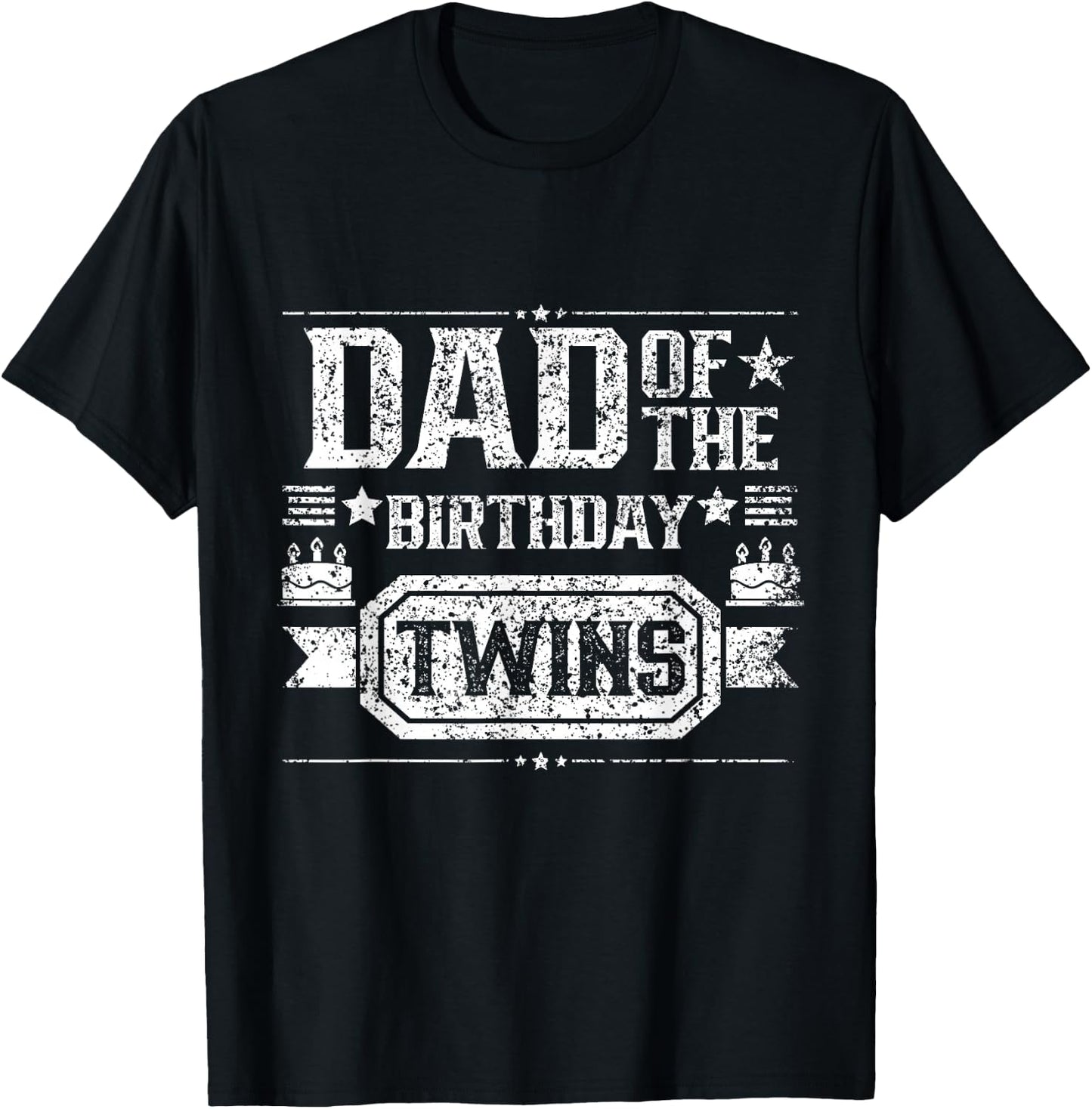 Dad Of The Birthday Twins Cute Twin Celebrate Father Daddy T-Shirt - T-Shirt | Black
