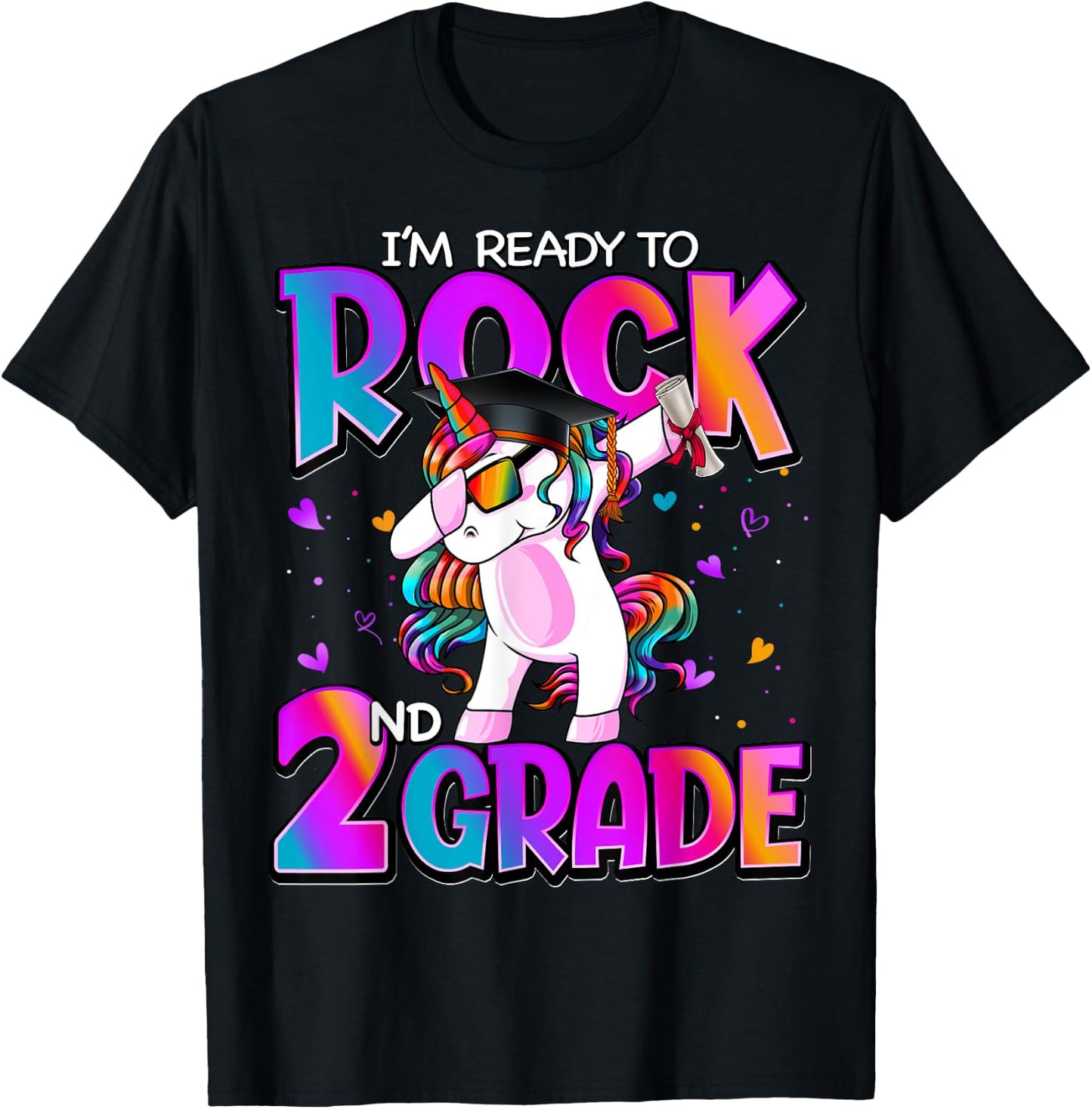 I'm Ready To Rock 2nd Grade Unicorn Back To School Girls T-Shirt - T-Shirt | Black