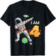 Kids 4 Years Old Birthday Boy Astronaut Space 4th B-Day T-Shirt - T-Shirt | Black