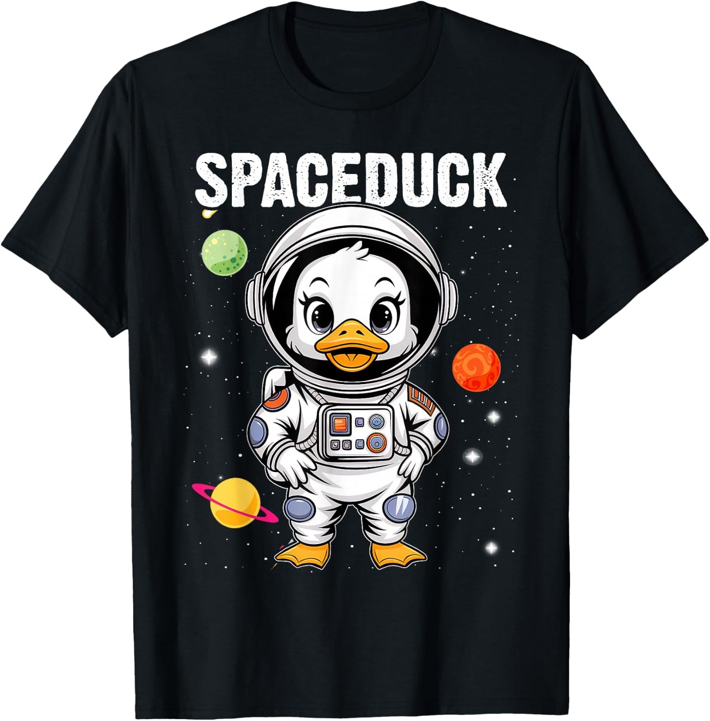 Space Rubber Duck Funny Astronaut Rubber Duckling Galaxy T-Shirt - T-Shirt | Black