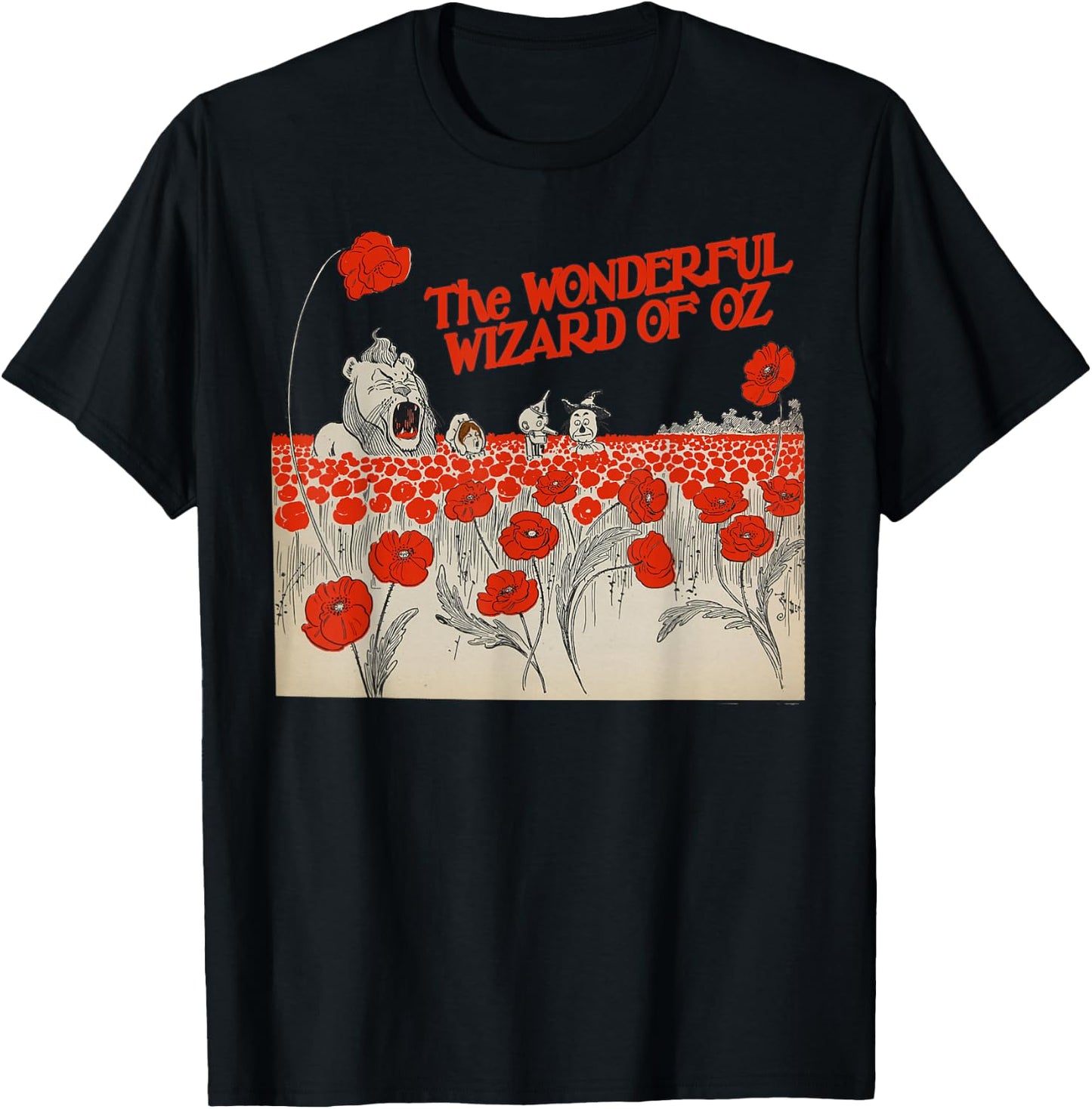 Vintage Wizard of OZ Tin Man Lion Scarecrow Dorothy T-Shirt - T-Shirt | Black