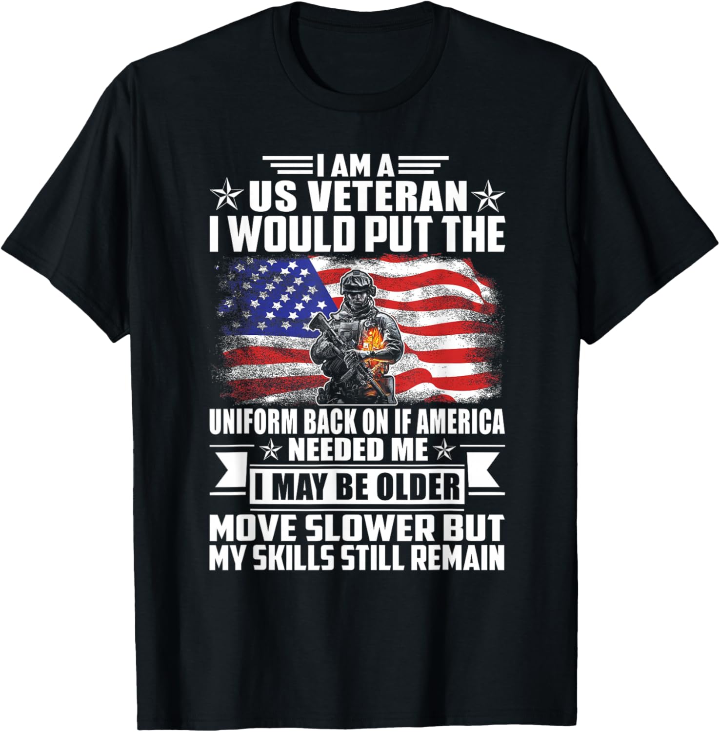 I Am A US Veteran I Would Put The Uniform Back On - Veteran T-Shirt - T-Shirt | Black