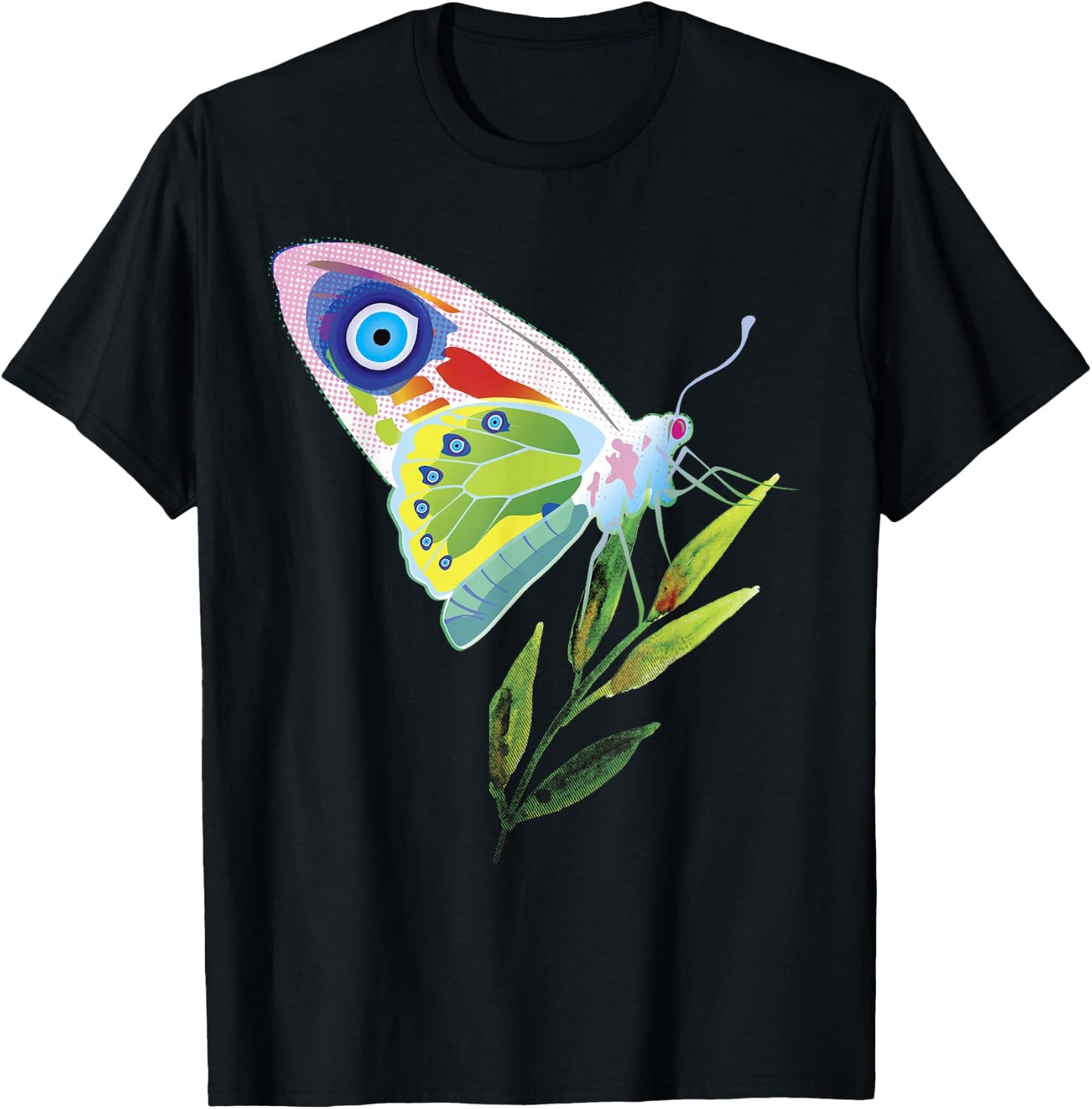 Evil Eye Shirt Protect Against Evil Greek Eye Butterfly T-Shirt - T-Shirt | Black