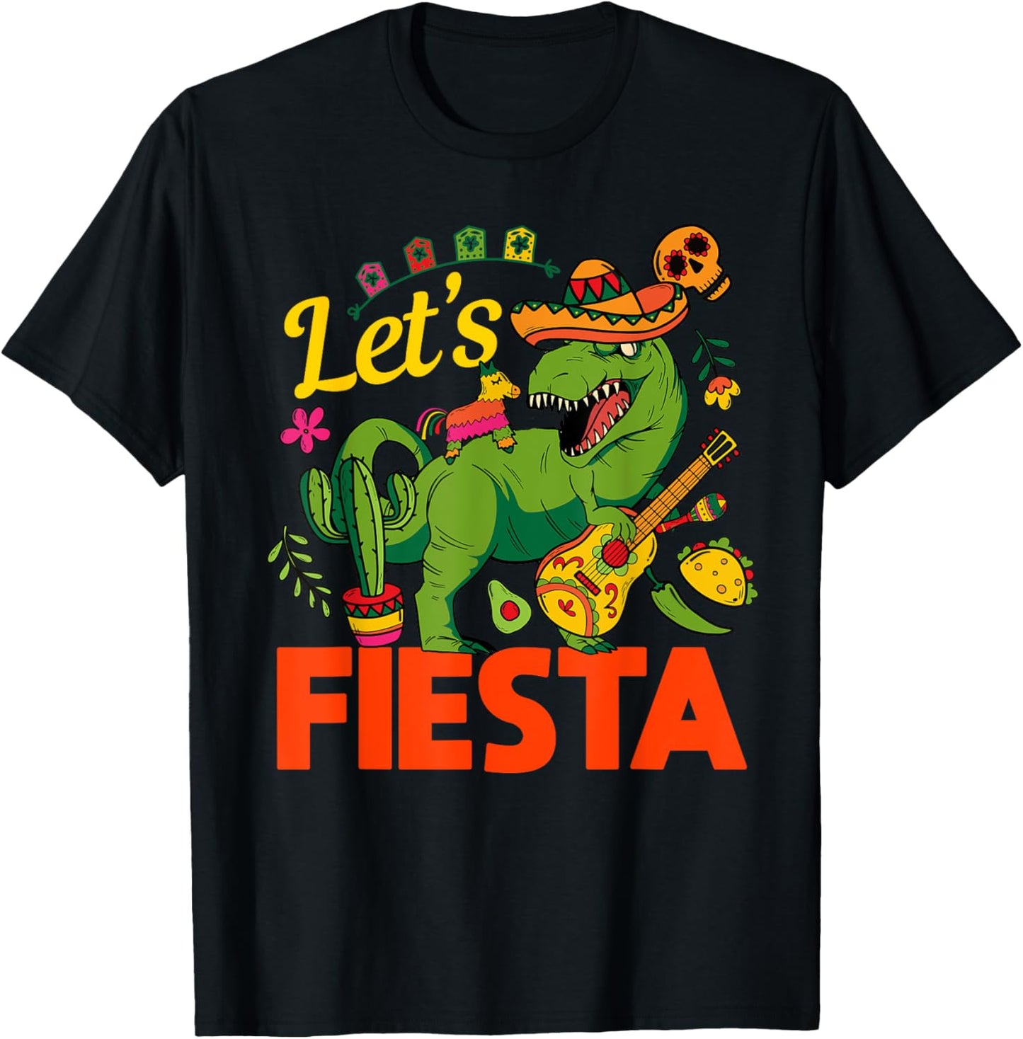 Let's Fiesta Cinco De Mayo Camisa Mexicana Hombre T-Shirt - T-Shirt | Black