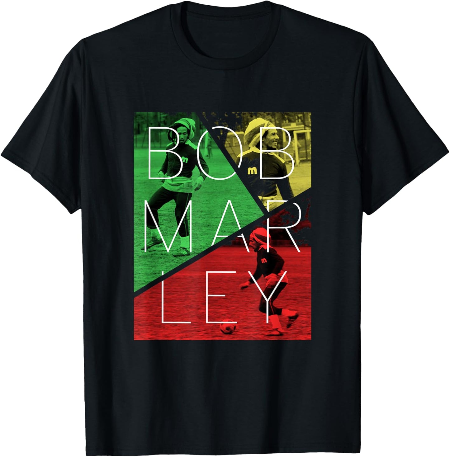 Bob Marley Soccer Split T-Shirt - T-Shirt | Black