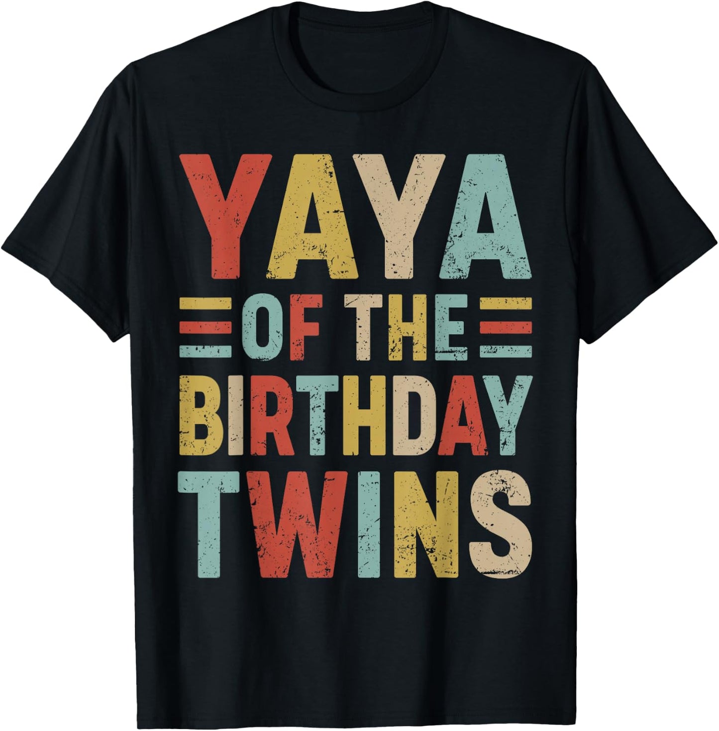 Yaya of The Birthday Twins Family Matching Bday Party T-Shirt - T-Shirt | Black