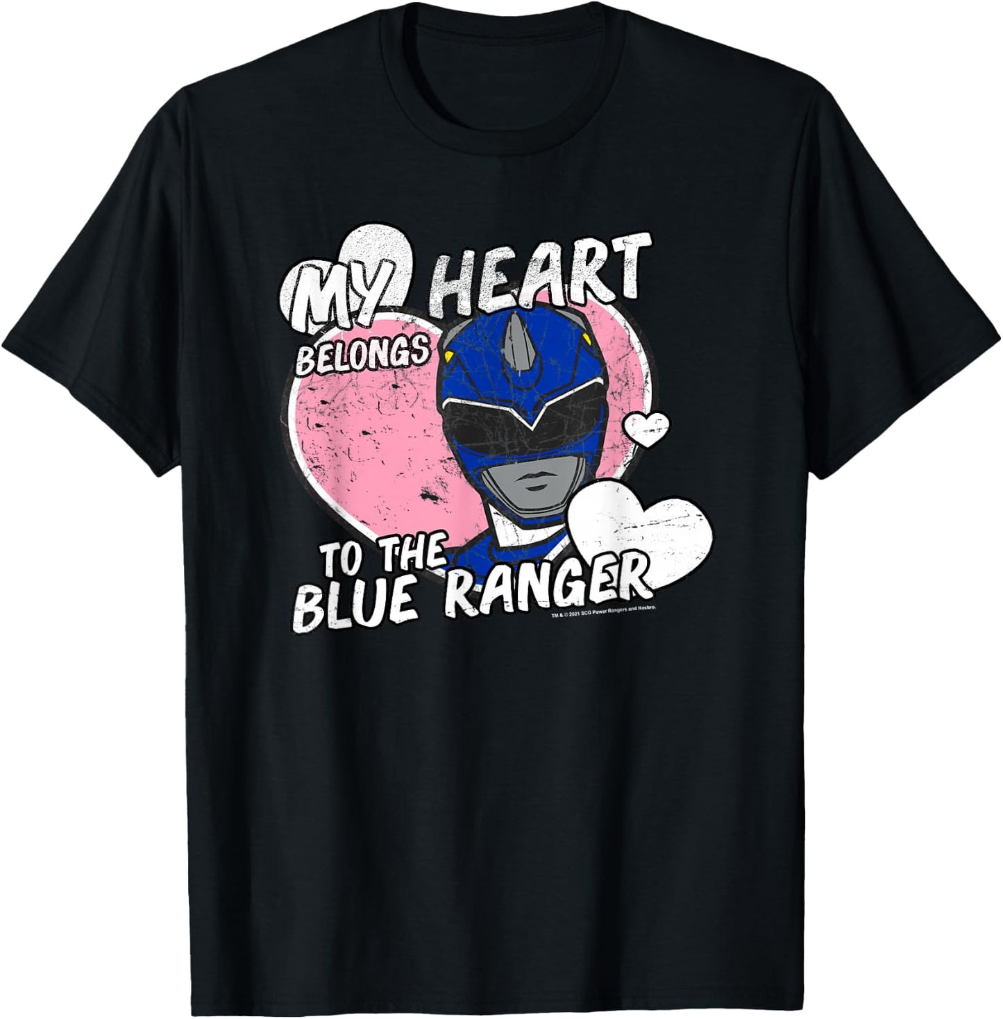 Power Rangers My Heart Belongs to The Blue Ranger Vintage T-Shirt - T-Shirt | Black