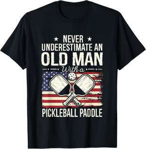 Never Underestimate an Old Man with A Pickleball Paddle Men T-Shirt - T-Shirt | Black
