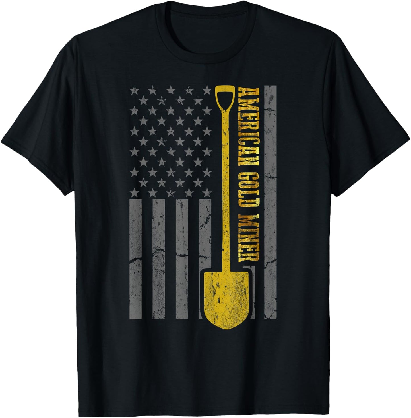 Golden US Flag for American Gold Miner T-Shirt - T-Shirt | Black