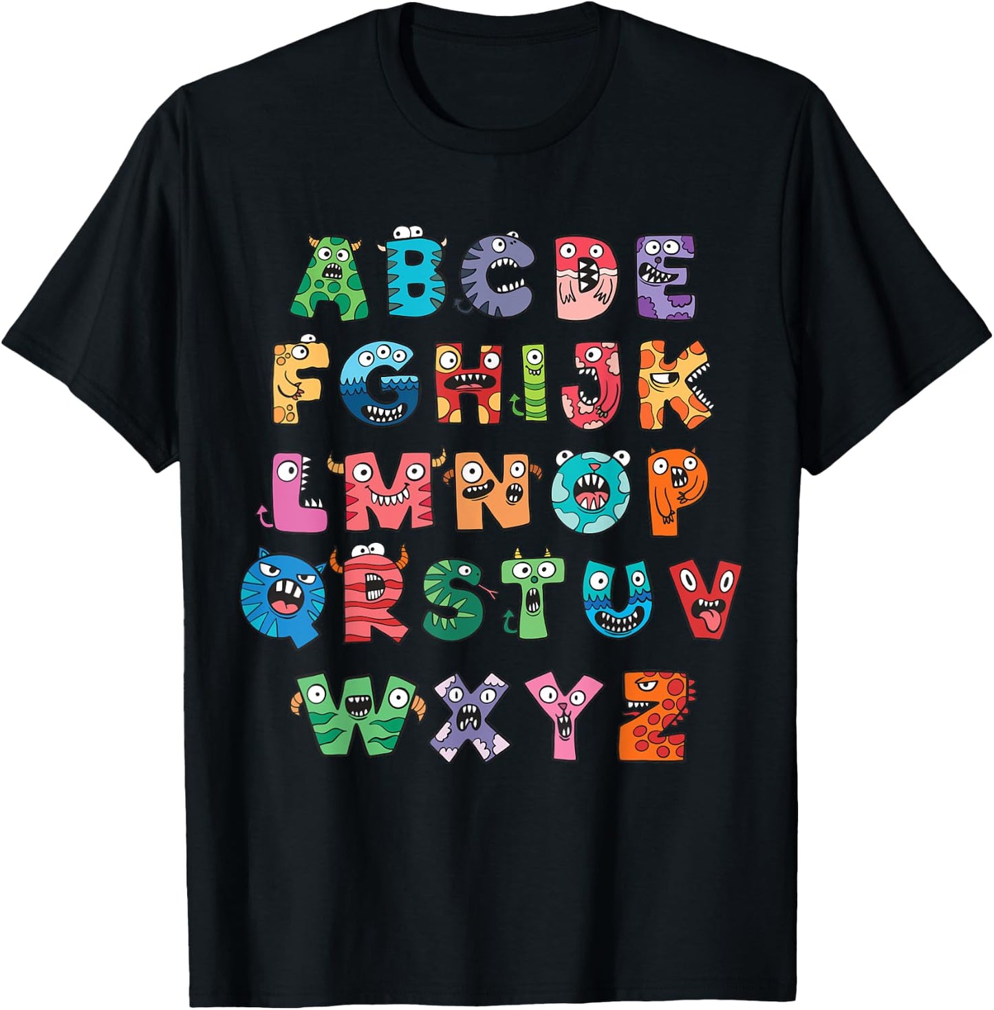 ABC Cute Monster Alphabet Halloween Teacher Costume Kids T-Shirt - T-Shirt | Black