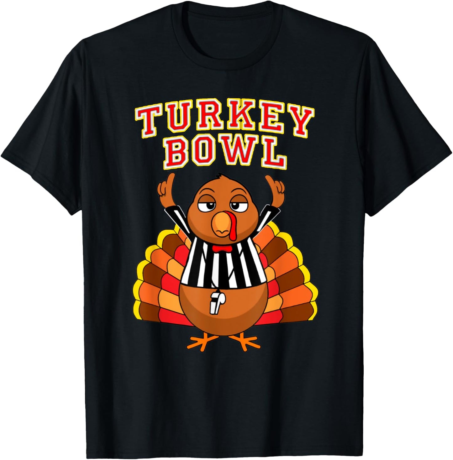 Football Turkey Bowl Annual Family Thanksgiving Game Referee T-Shirt - T-Shirt | Black