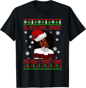 Black Girl Magic Ugly Christmas African American Woman Xmas T-Shirt - T-Shirt | Black