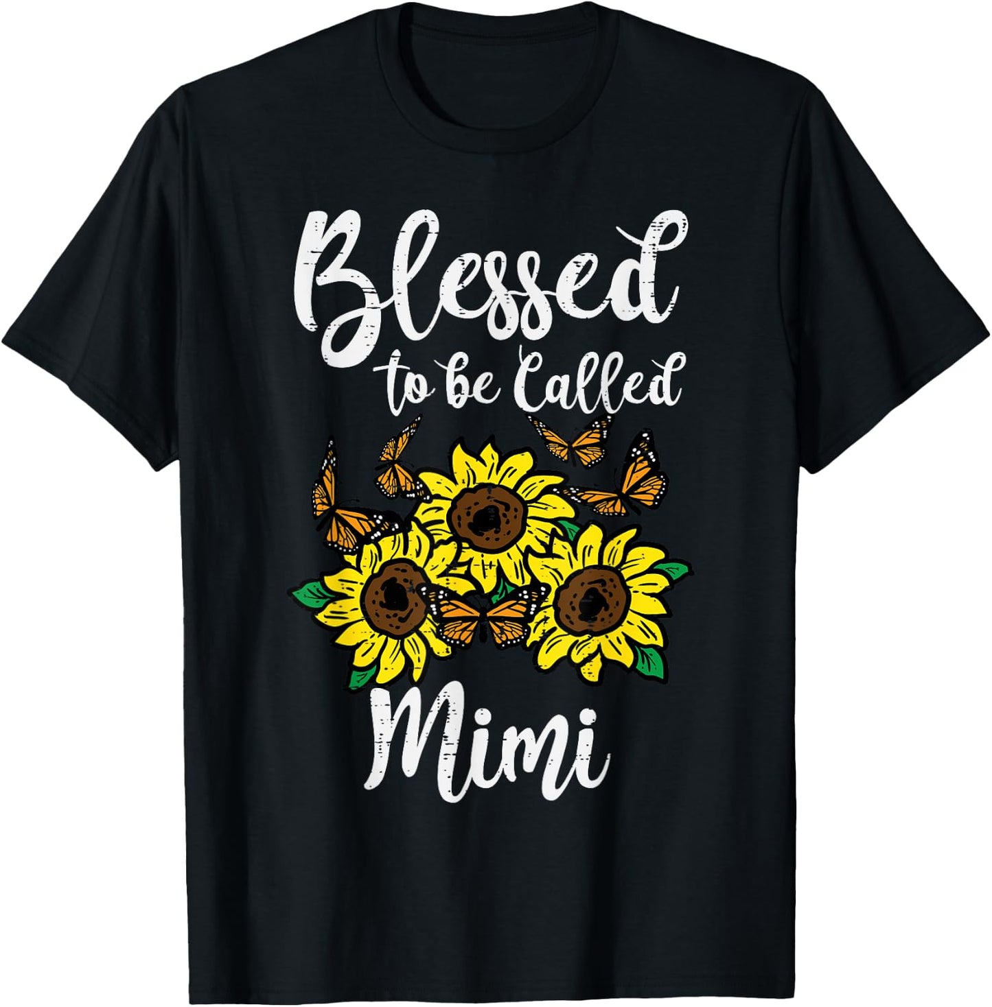 Blessed To Be Called Mimi Sunflower Mothers Day Grandma T-Shirt - T-Shirt | Black