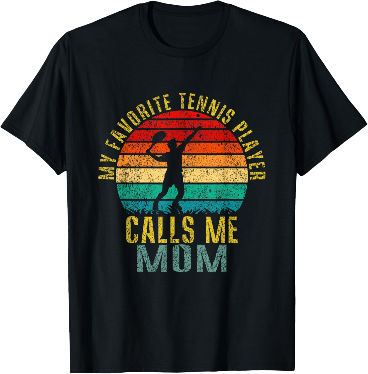 My Favorite Tennis Player Calls Me Mom Funny Retro T-Shirt - T-Shirt | Black