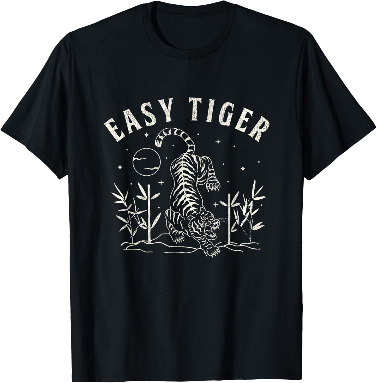 Easy Tiger distressed casual chic graphic T-Shirt - T-Shirt | Black