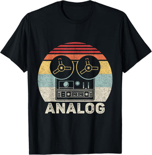 Vintage Retro Reel To Reel Analog Audio Sound Engineer T-Shirt - T-Shirt | Black