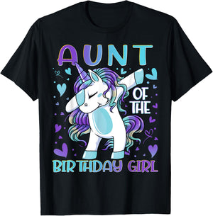 Aunt of the Birthday Girl Dabbing Unicorn Aunt Women Gifts T-Shirt - T-Shirt | Black
