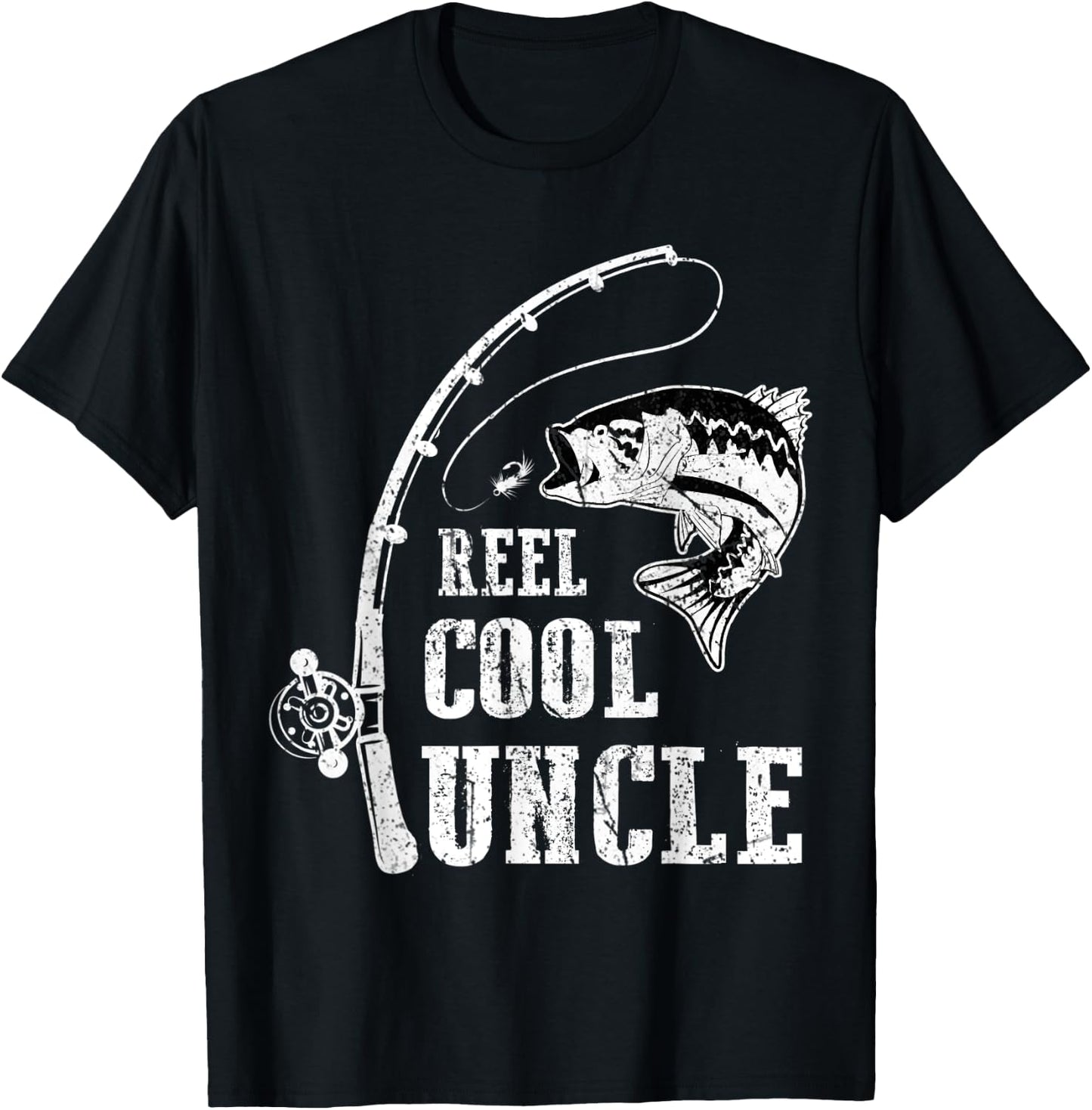 Reel Cool Uncle Fishing Daddy Fathers Day T-Shirt - T-Shirt | Black